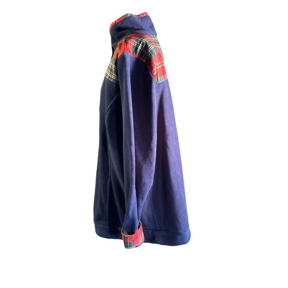 Crown and Ivy Navy Blue with Plaid 1/4 Zip Sweater Women Size 2X - Picture 14 of 16